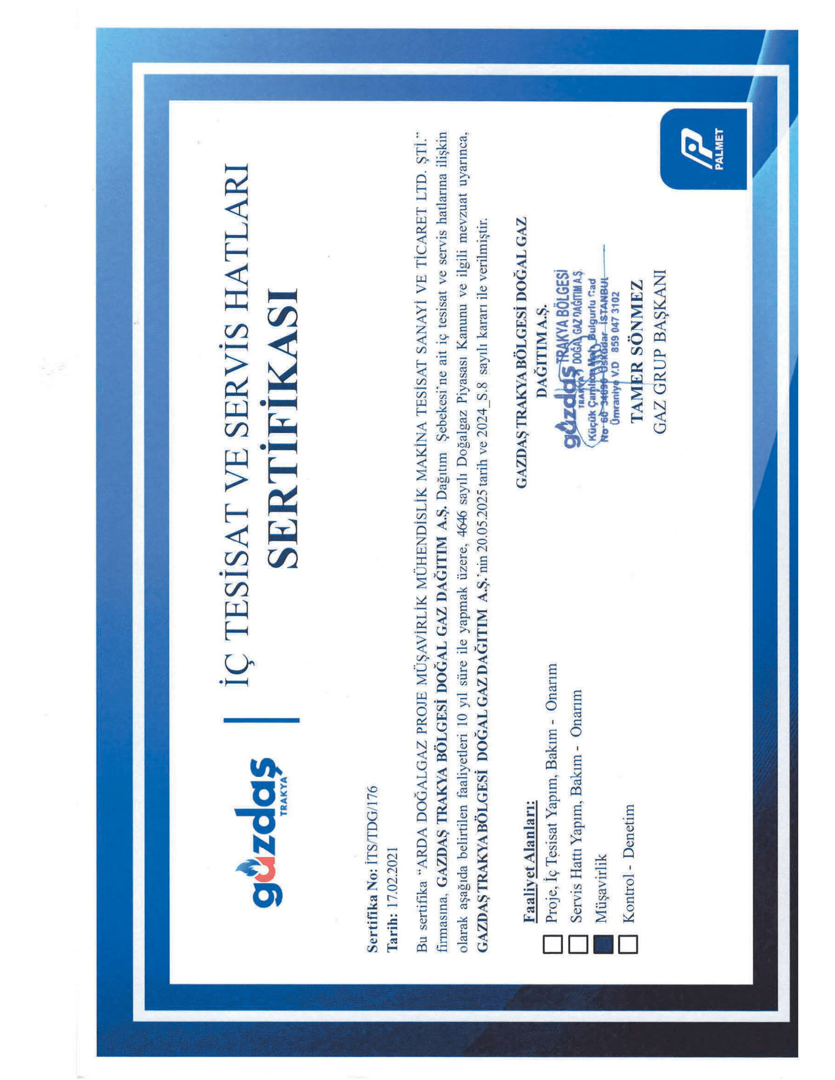 Palmet Yetki Belgesi